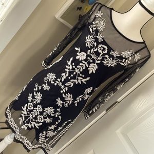 Embroidered Mesh Dress
